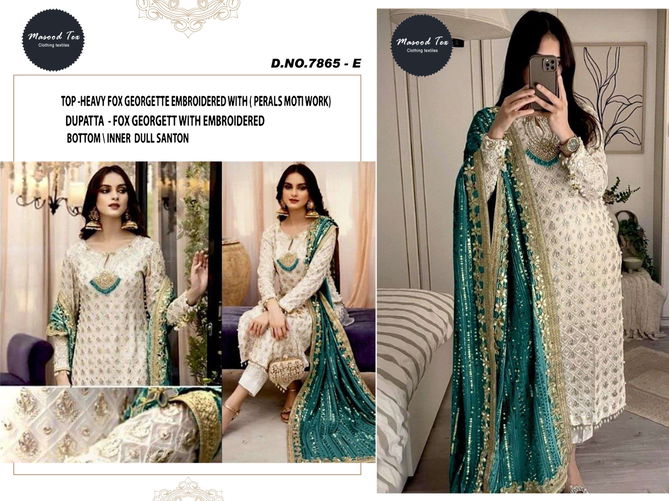 7865 A To E Mehboob Tex Embroidery Georgette Pakistani Suits Wholesale Suppliers In India